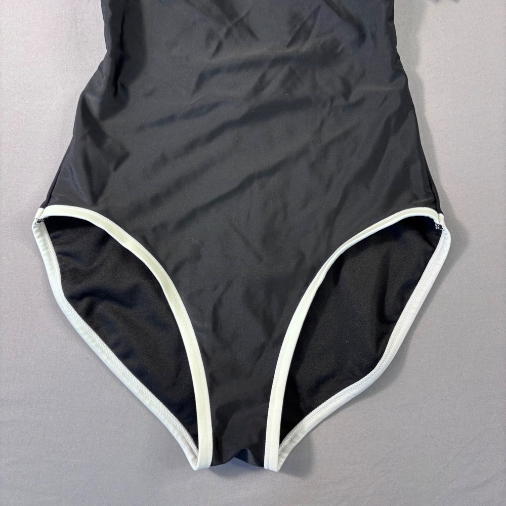 New Shade & Shore Womens XS One Piece Back Criss Cross Swimsuit‎ Black White - Picture 3 of 6